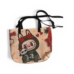 Cute Cartoon Bunny Crossbody Tote Bag - Pink & Red